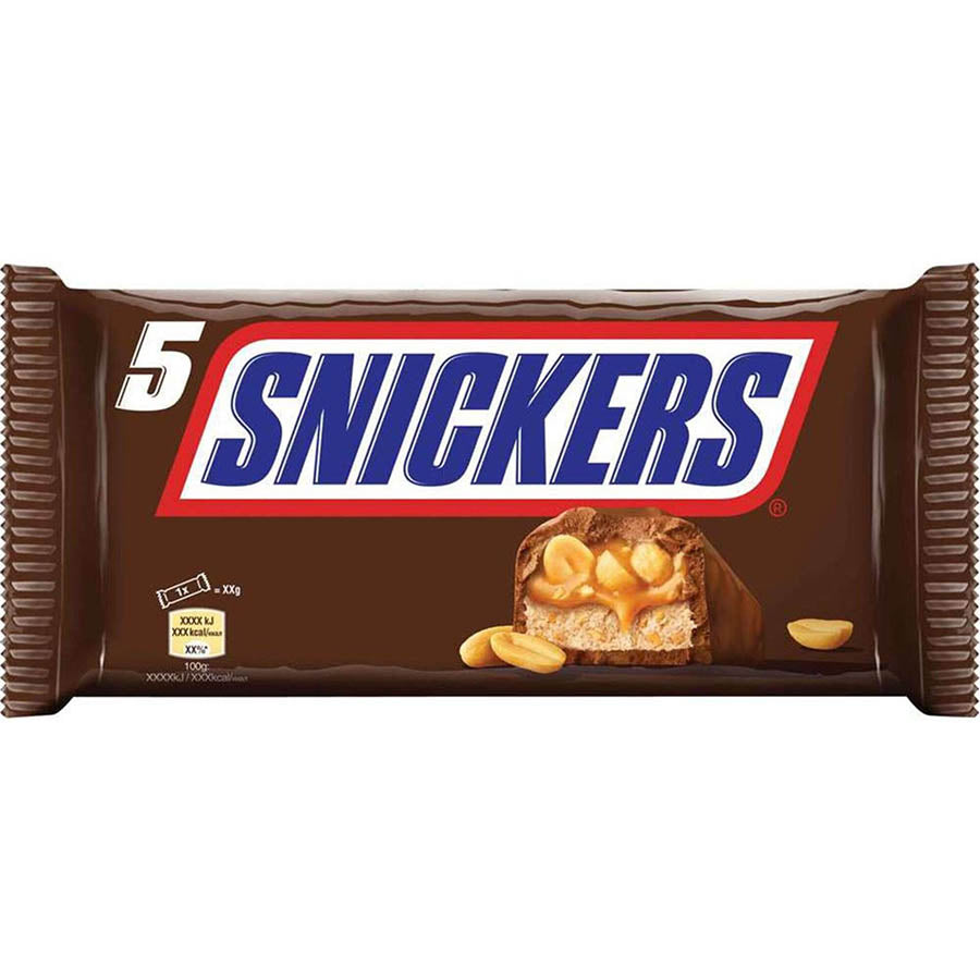 Barres Chocolatées Cacahuète Caramel SNICKERS les 5 barres de 50g