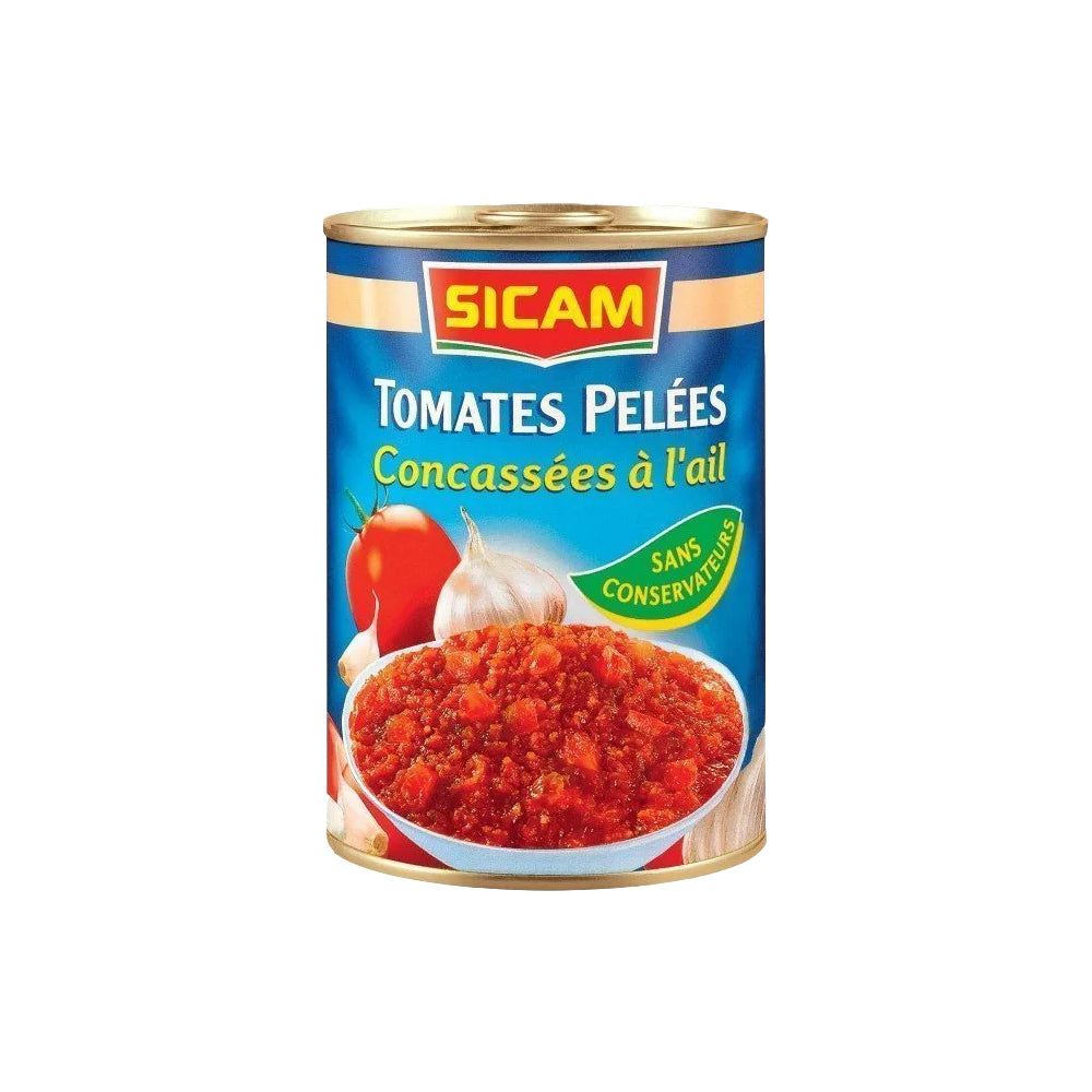 Tomates pelées à l'ail 400G Sicam