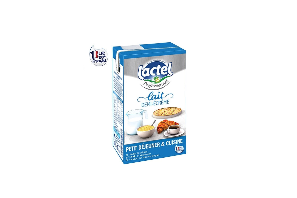 LACTEL PROFESSIONNEL LAIT UHT DEMI-ECREME BRIQUE 1Lx6
