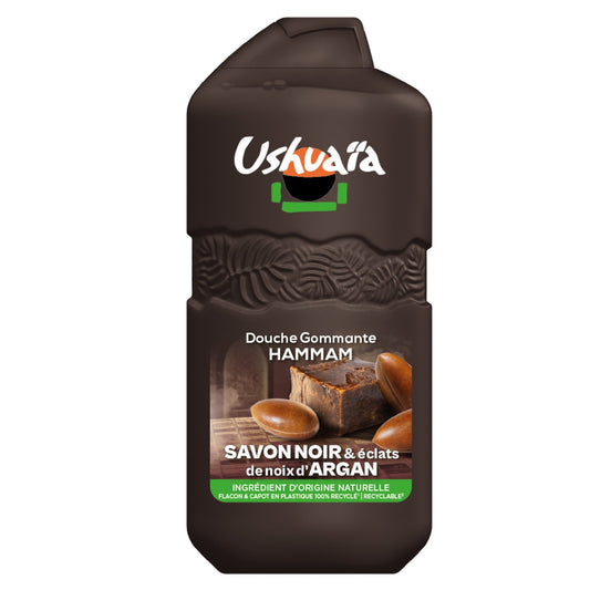 Gel Douche Gommant Hamman au Savon Noir éet Eclats de Noix d'Argan USHUAIA