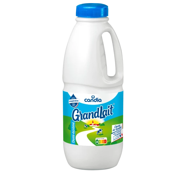 Lait 1/2 écrémé UHT – bouteille 1L – Grandlait